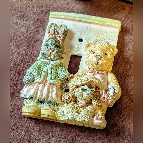 Vintage Resin Bunny Bear Dog Adorable Light Switch Cover - Picture 4 of 5